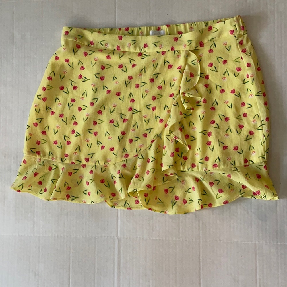 Abound yellow ruffled floral skirt size XL